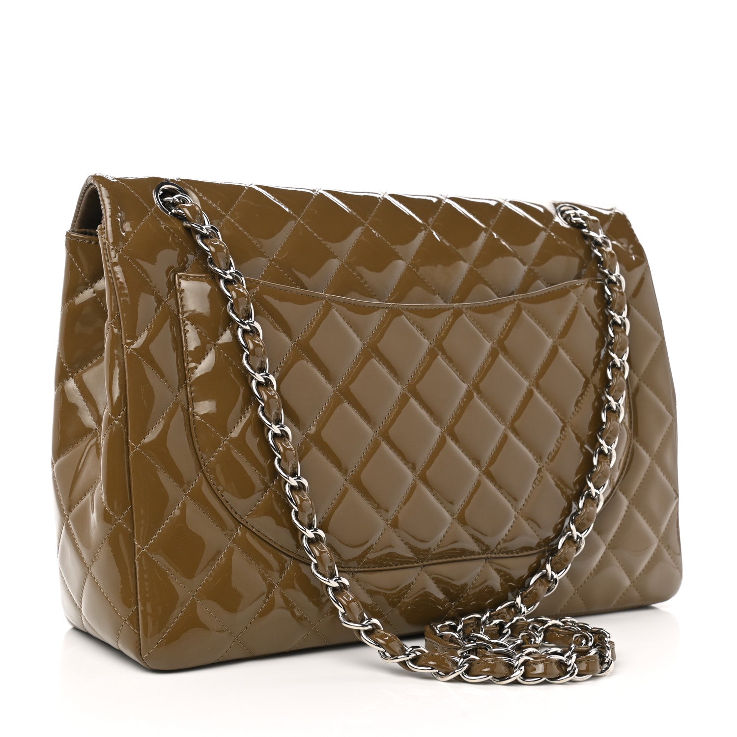 Chanel Patent Quilted Maxi Single Flap Brown 2 of 17
