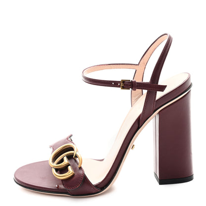 Gucci Lifford Calfskin GG Marmont Ankle Wrap 105mm Sandals 35 Vintage Bordeaux 1 of 10