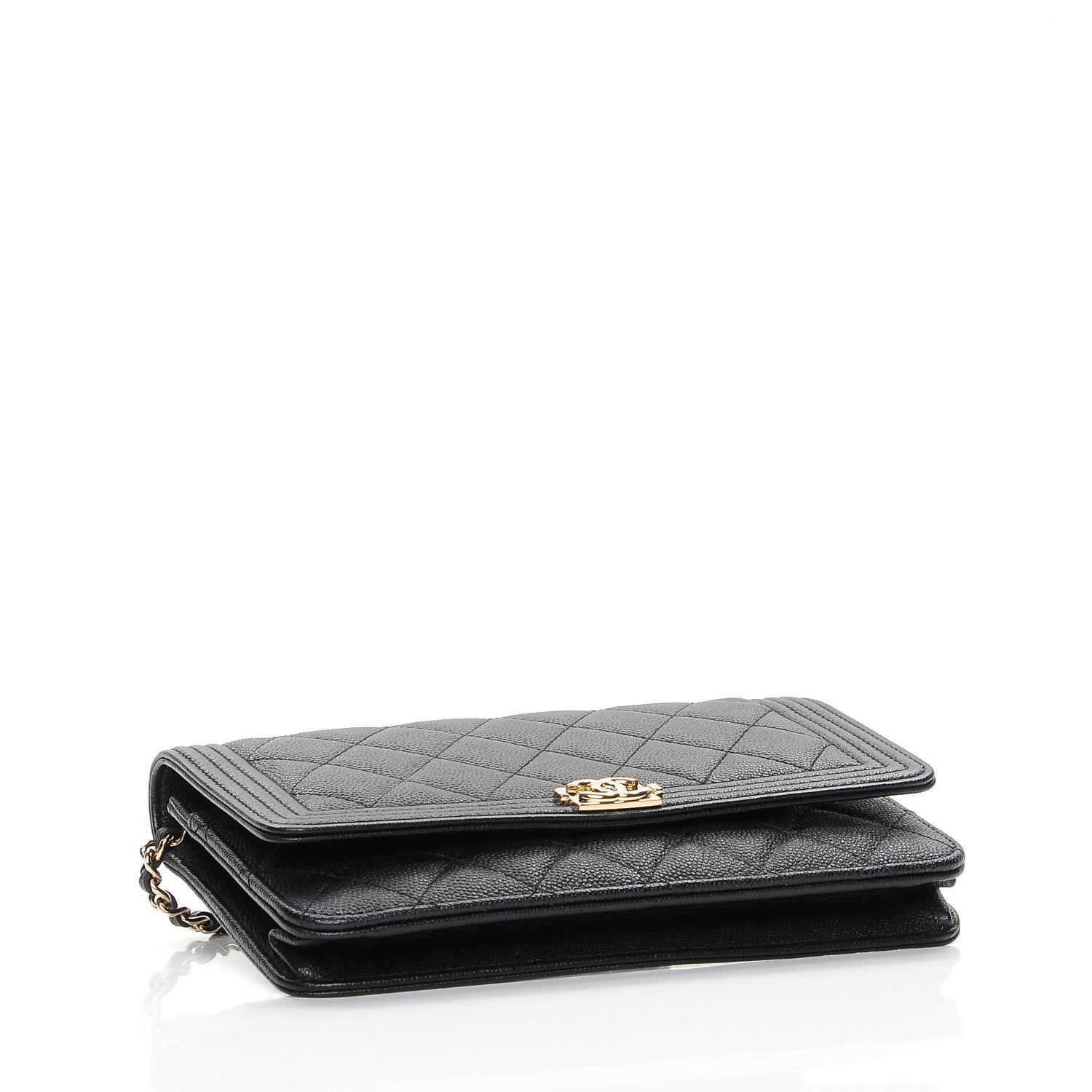 Chanel Caviar Quilted Boy Wallet On Chain WOC Black 4 of 8