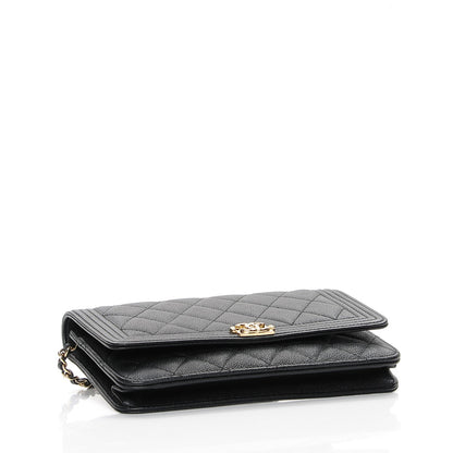 Chanel Caviar Quilted Boy Wallet On Chain WOC Black 4 of 8