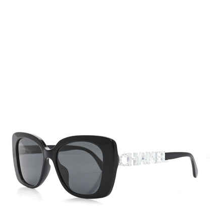 Chanel Acetate Strass Square Sunglasses 5422-B-A Black White 1 of 7