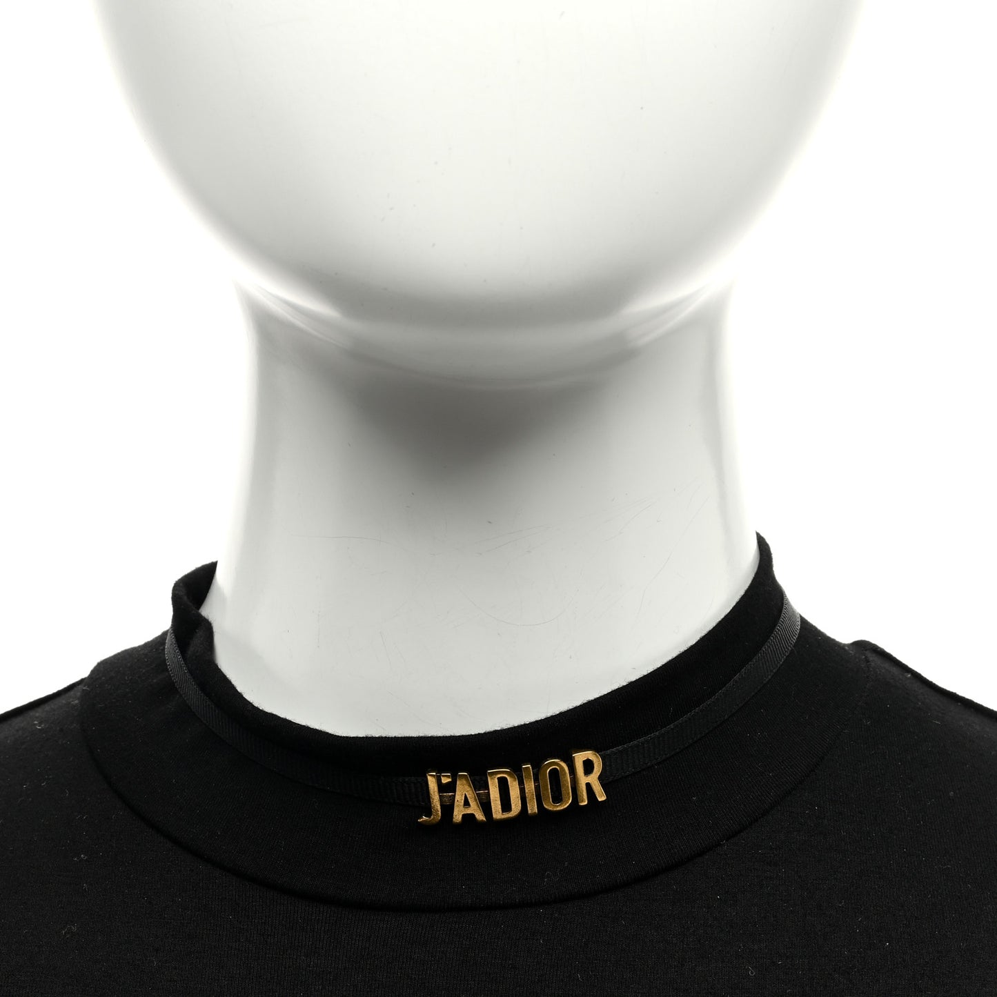 Grosgrain Ribbon J'Adior Logo Choker Necklace Black