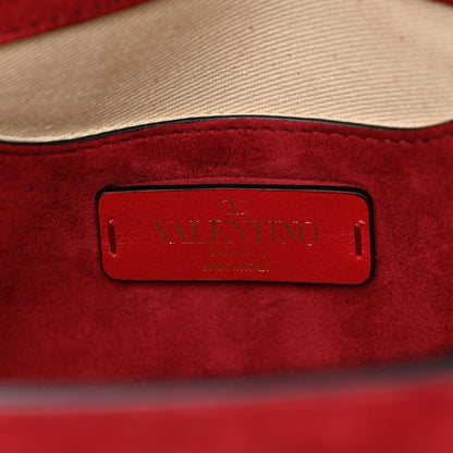 Valentino Garavani Suede V Rivet Chain Clutch Red 6 of 9