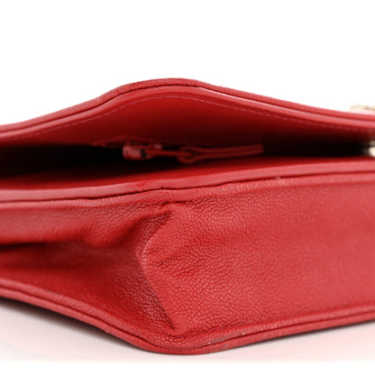Chanel Caviar Quilted Boy Wallet On Chain WOC Red Red 9 of 12
