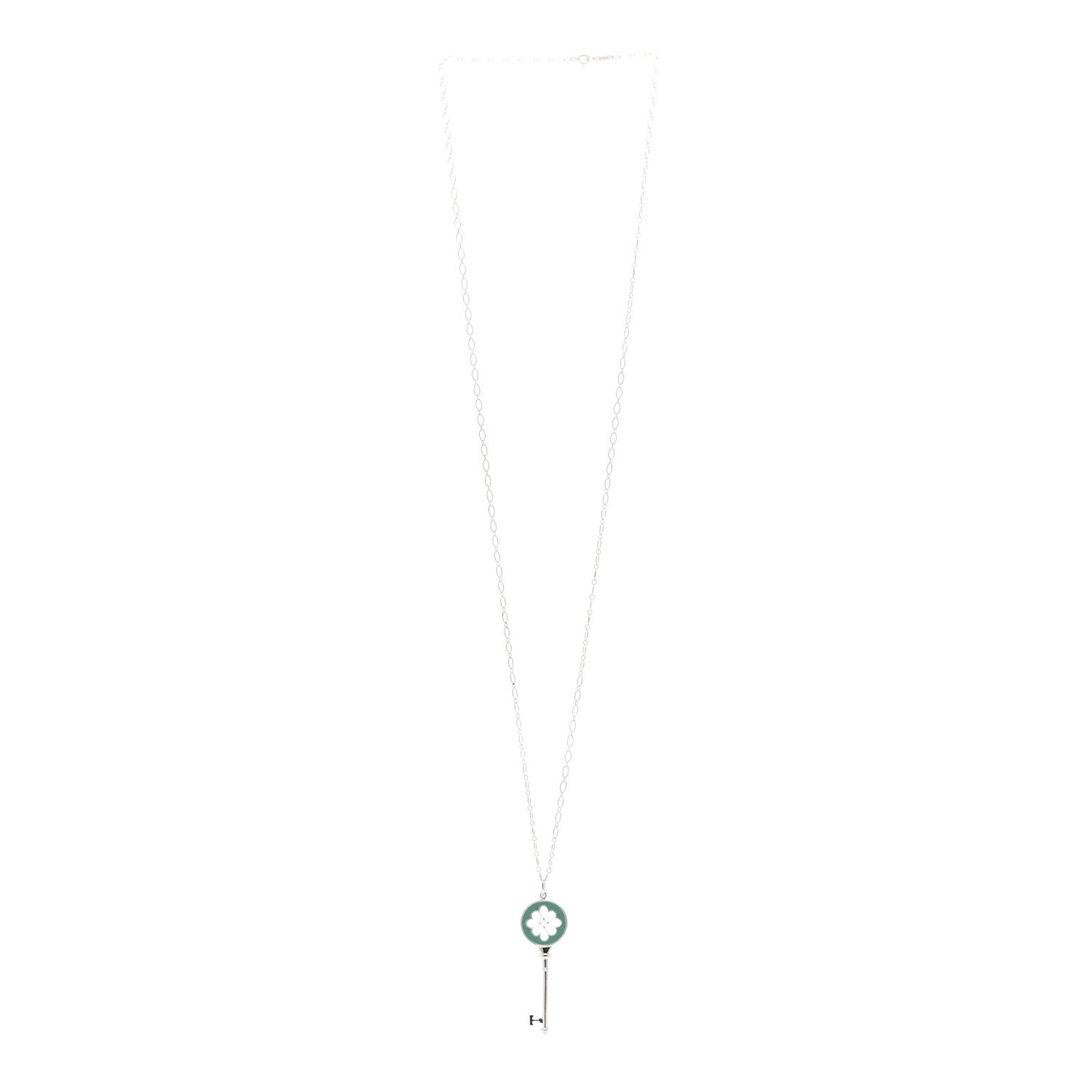 Sterling Silver Enamel Knot Key Pendant Necklace Blue