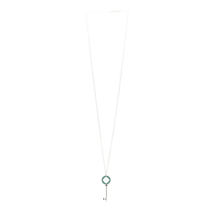 Tiffany Sterling Silver Enamel Knot Key Pendant Necklace Blue 3 of 4