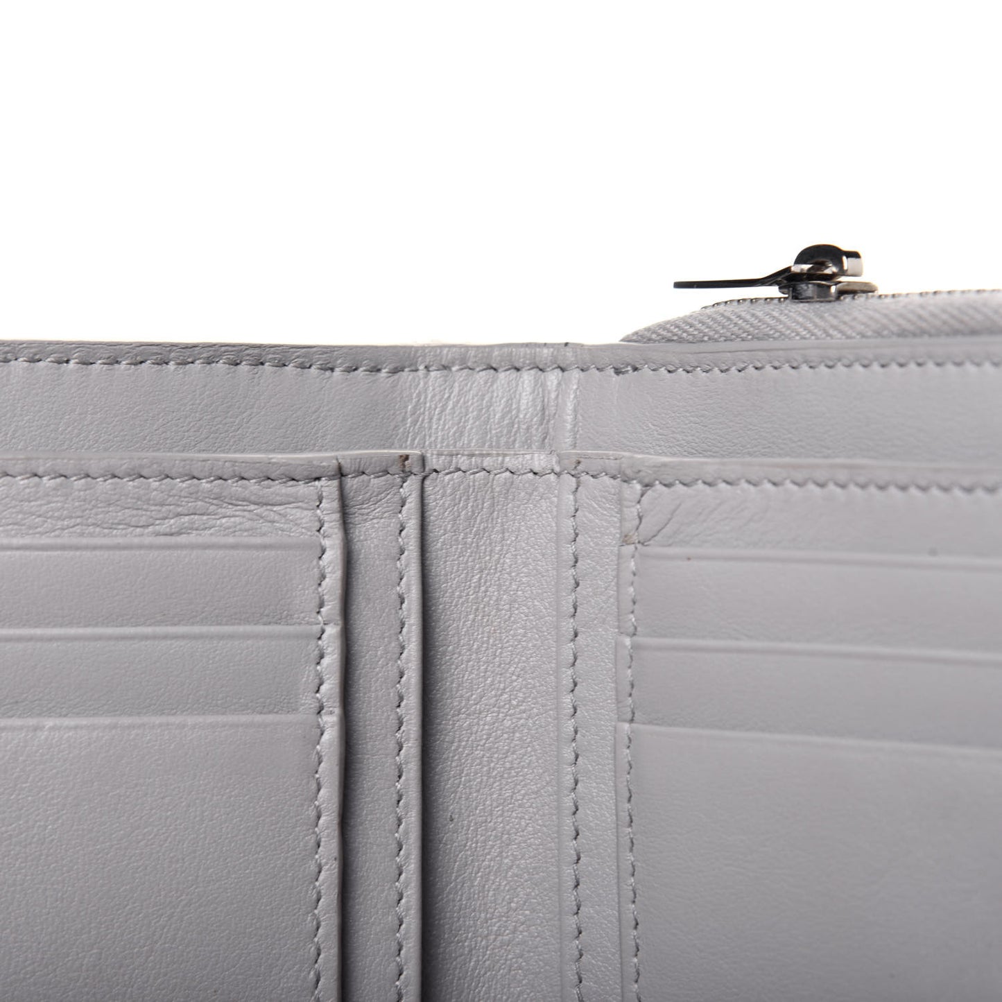 Calfskin Crocodile Embossed Monogram Compact Wallet Mouse Grey