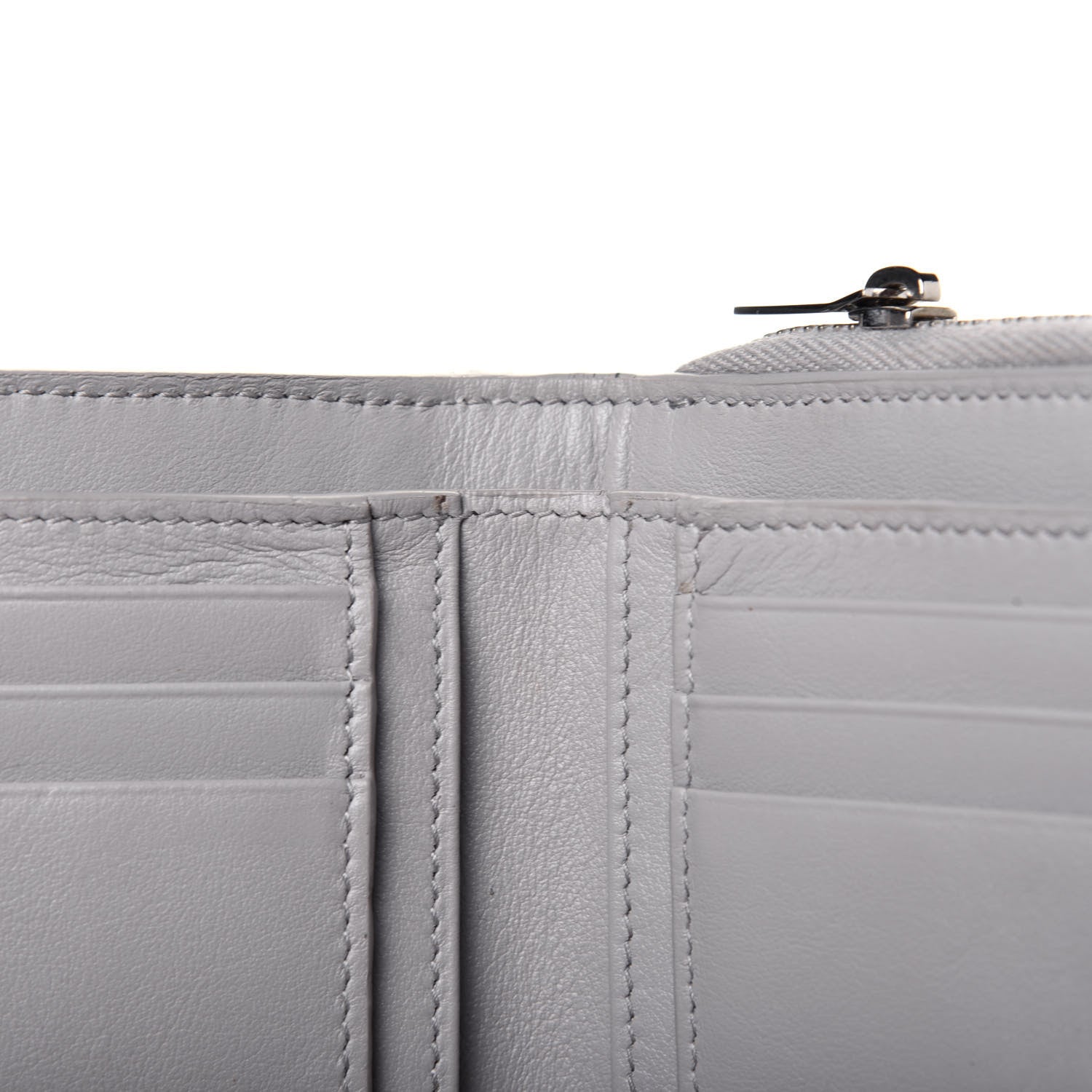 Saint Laurent Calfskin Crocodile Embossed Monogram Compact Wallet Mouse Grey 7 of 11