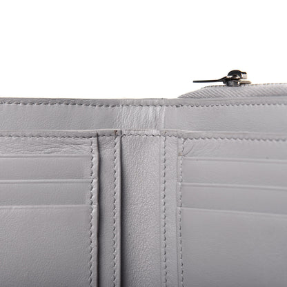Saint Laurent Calfskin Crocodile Embossed Monogram Compact Wallet Mouse Grey 7 of 11