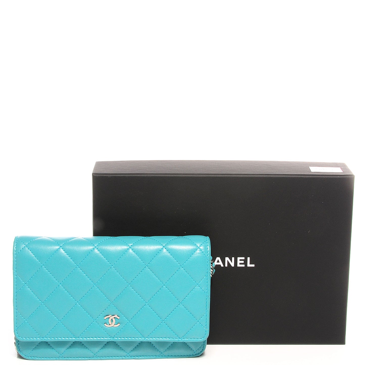 Lambskin Wallet On A Chain WOC Turquoise