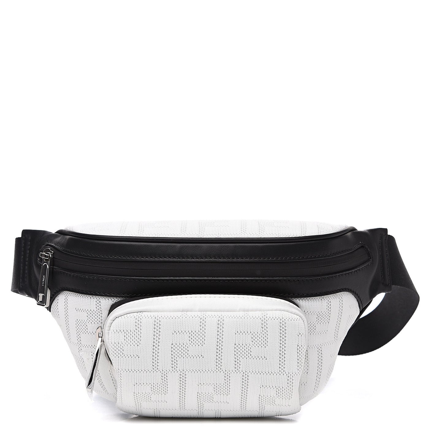 Neoprene Mesh Vitello Grace FF Pocket Belt Bag White