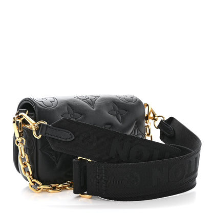Louis Vuitton Calfskin Bubblegram Wallet On Strap Black 3 of 10