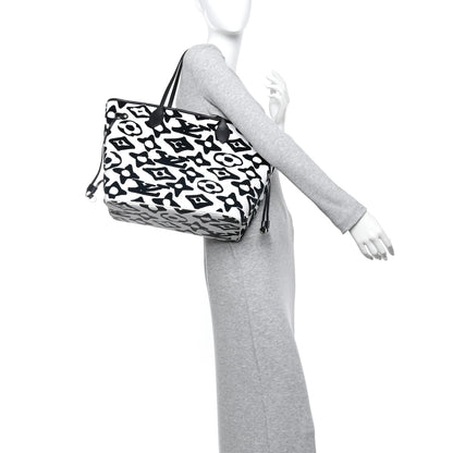 Louis Vuitton X UF Tufted Monogram Neverfull MM Black White 2 of 10