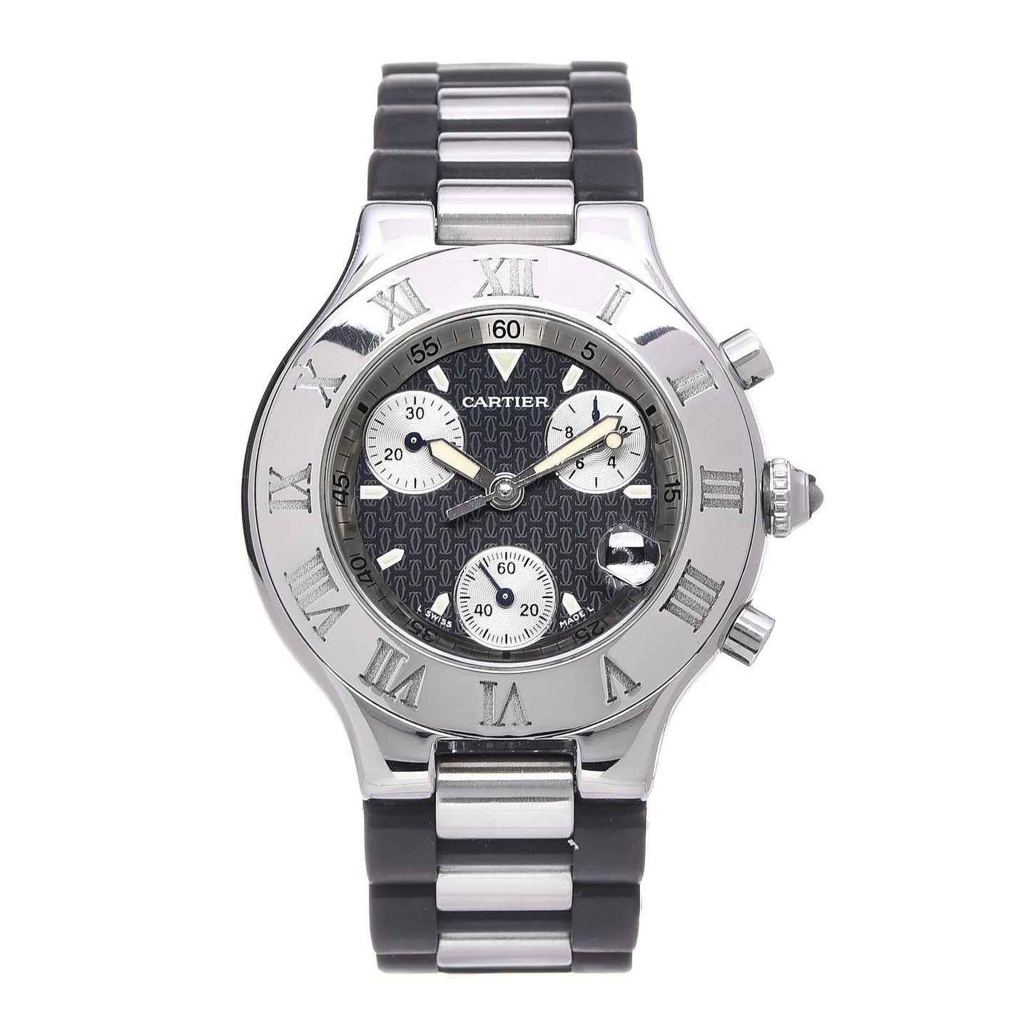 Stainless Steel Rubber 38mm Must 21 Chronoscaph Quartz Watch Black