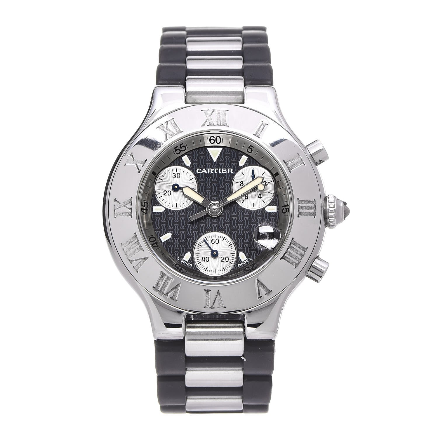 Cartier Stainless Steel Rubber 38mm Must 21 Chronoscaph Quartz Watch Black 1 of 10