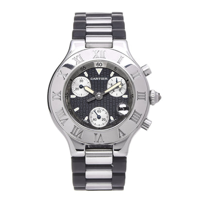 Cartier Stainless Steel Rubber 38mm Must 21 Chronoscaph Quartz Watch Black 1 of 10