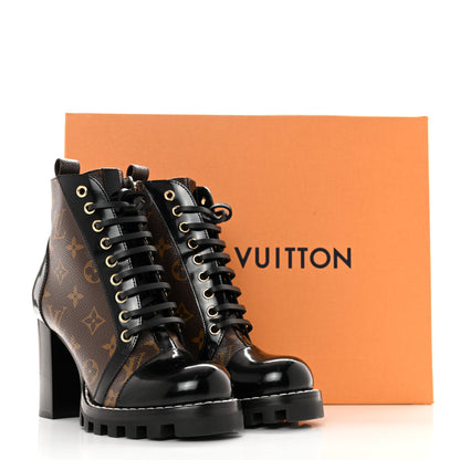 Louis Vuitton Patent Calfskin Monogram Star Trail Ankle Boots 36.5 Black 9 of 9
