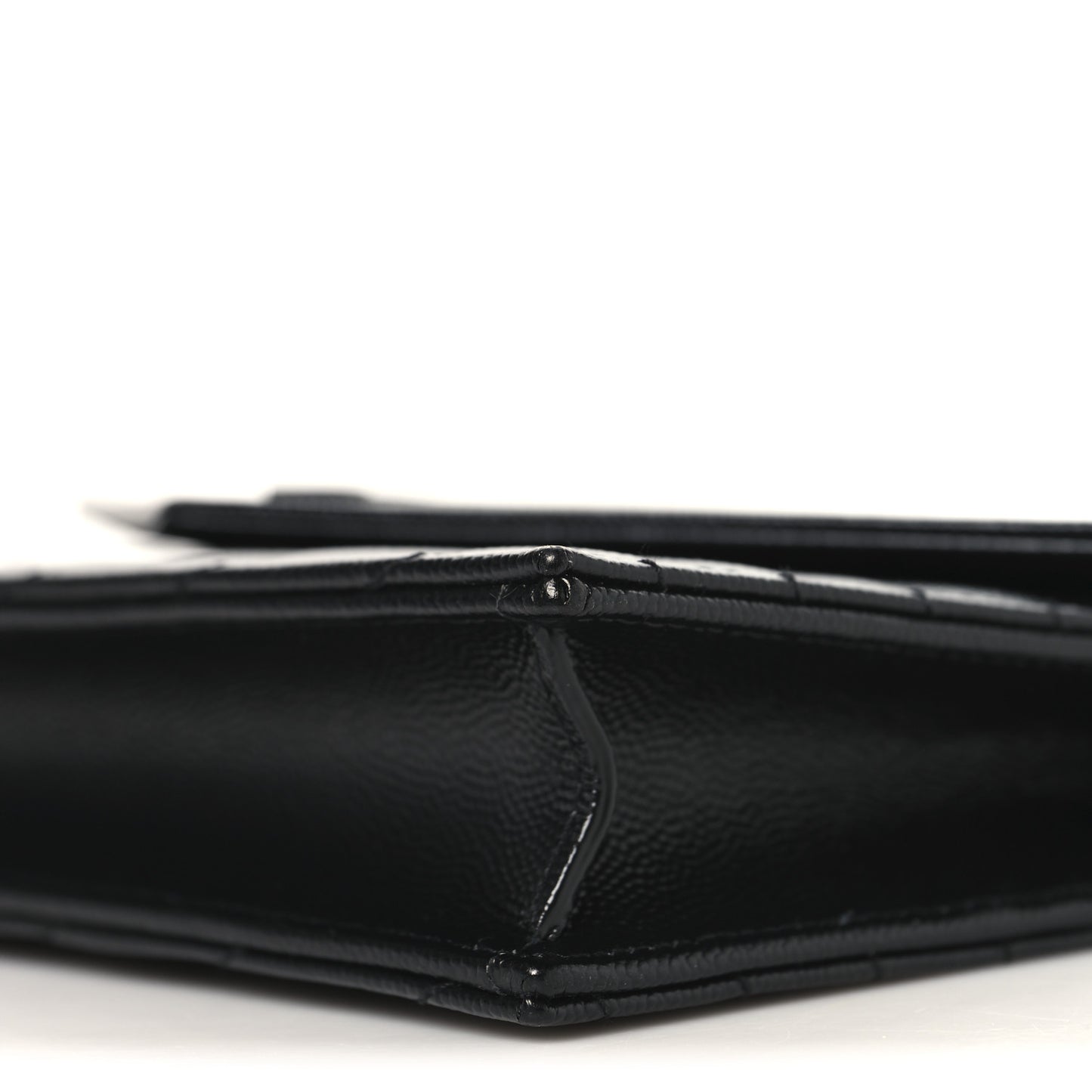 Grain De Poudre Matelasse Chevron Monogram Monochrome Envelope Chain Wallet Black