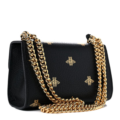 Gucci Grained Calfskin Bee Star Small Padlock Shoulder Bag Black 2 of 10