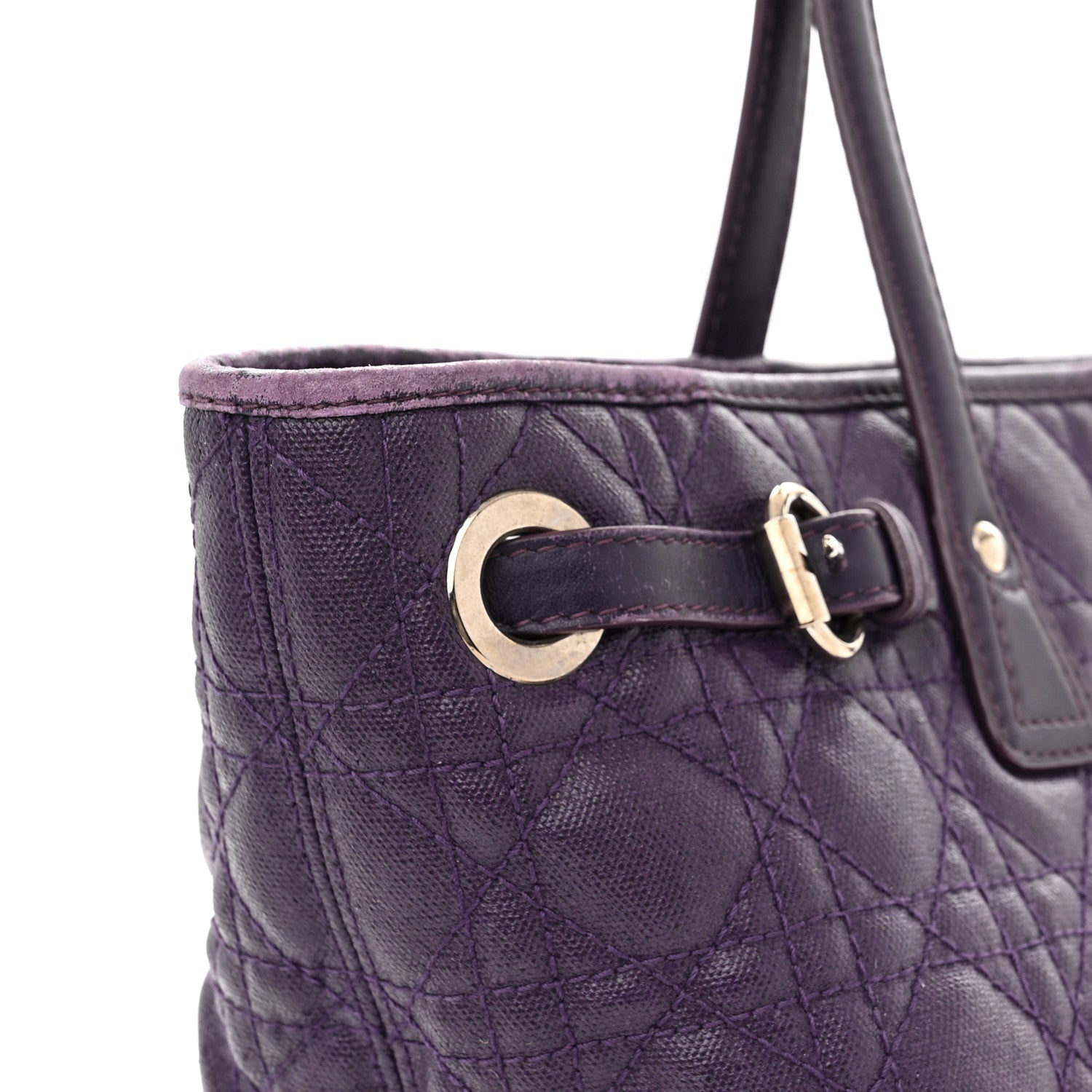 Christian Dior Coated Canvas Cannage Medium Panarea Tote Purple 15 of 20