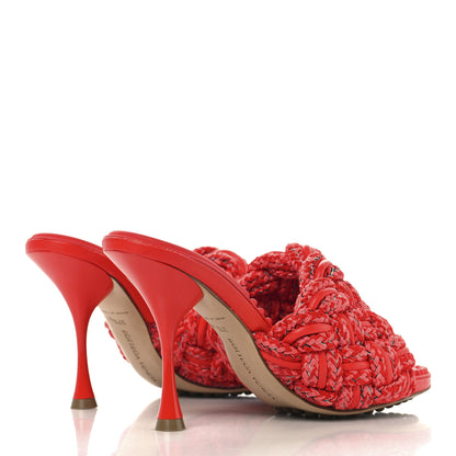 Bottega Veneta Lambskin Fabric Weave Intrecciato Dot Sandals 37.5 Bubble Gum Tomato 5 of 9