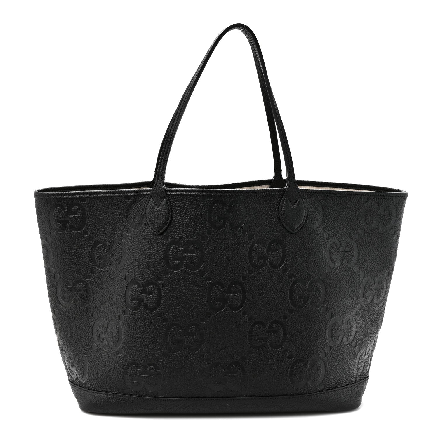 Gucci Monogram Jumbo GG Calfskin Web Large Shopping Tote Black 1 of 12