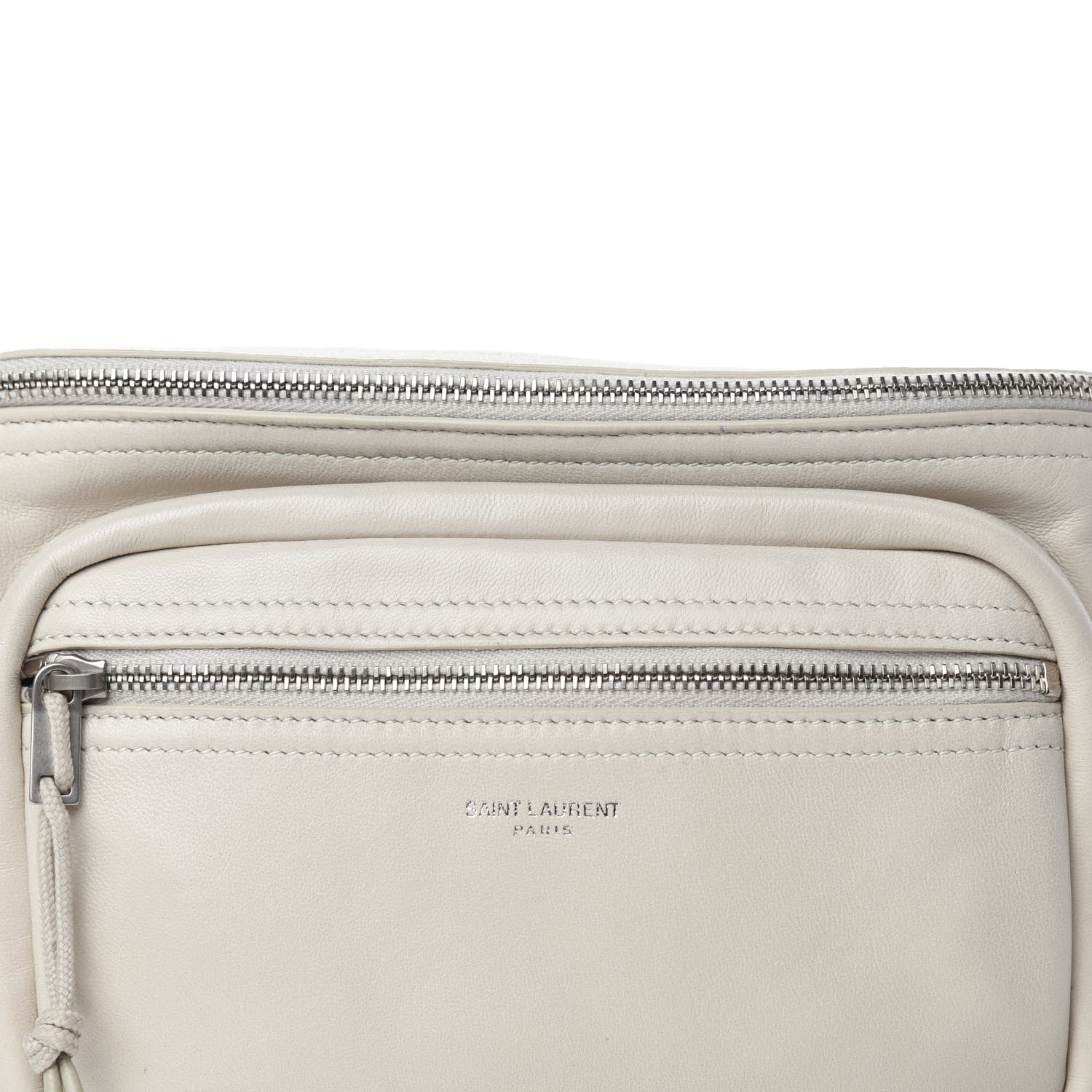 Saint Laurent Calfskin Ripstop Logo Body Belt Bag Crema Soft 9 of 9