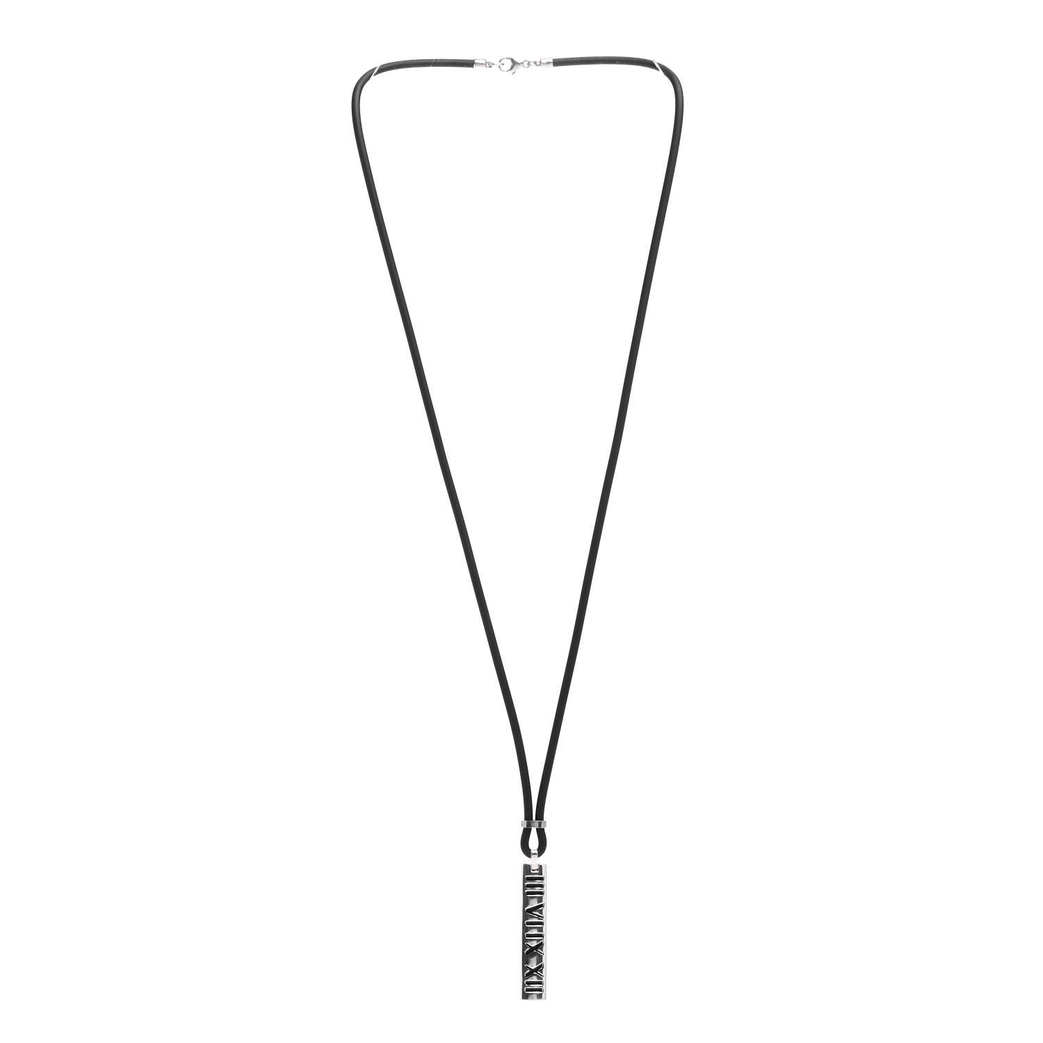 Tiffany Sterling Silver Rubber Atlas Bar Pendant Necklace 2 of 5
