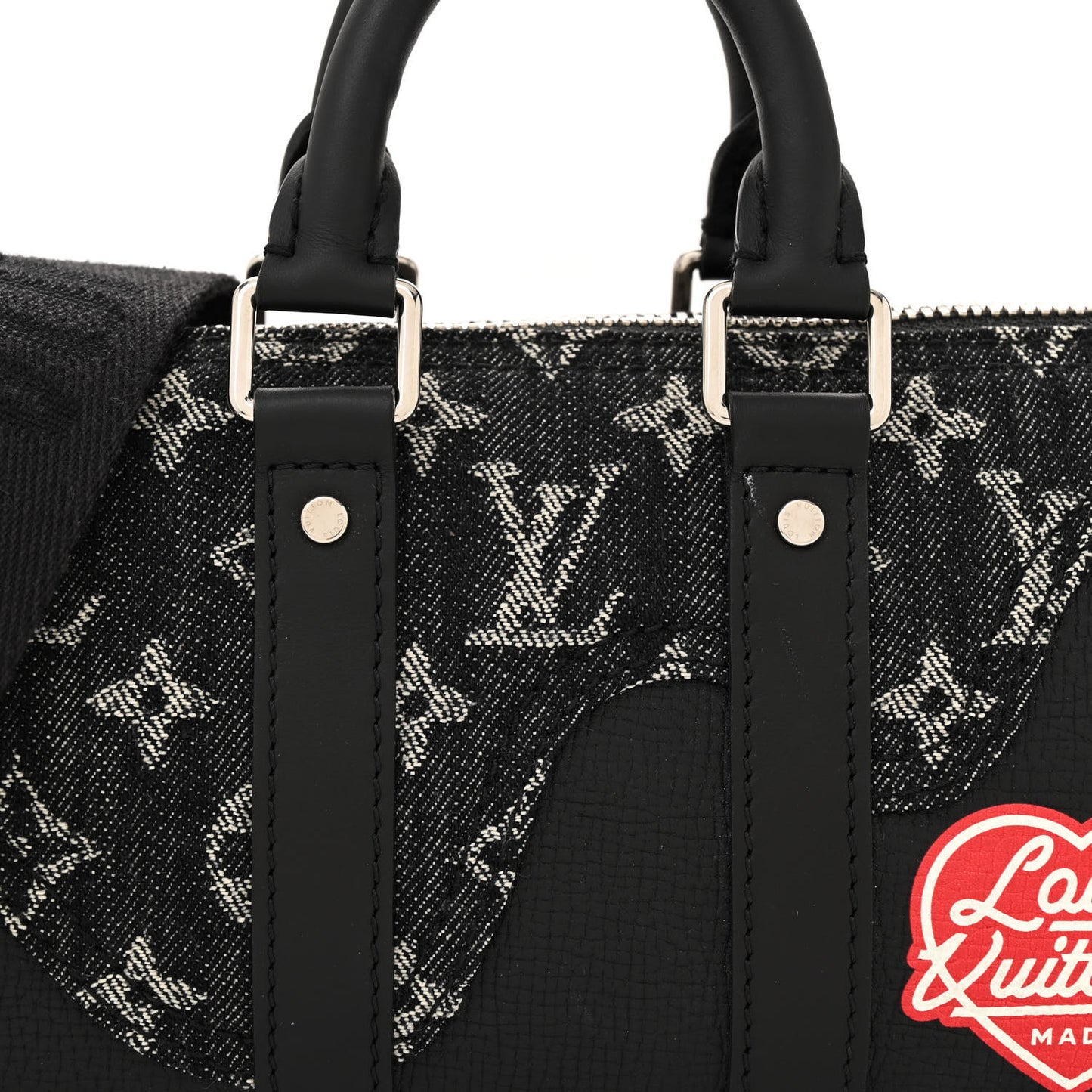 X NIGO Taurillon Monogram Denim Drip Keepall XS Black