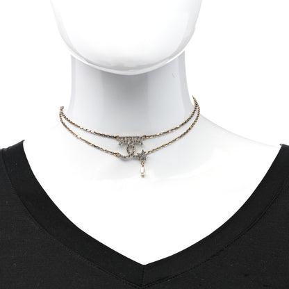 Chanel Pearl Crystal CC Star Choker Necklace Gold 2 of 5