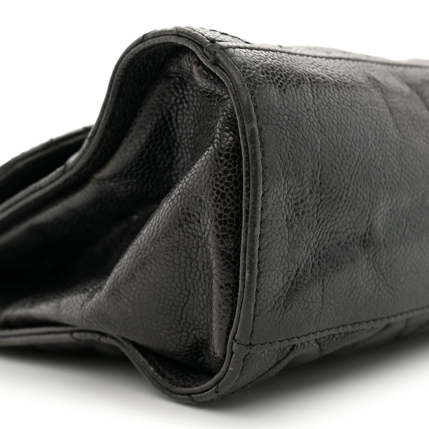 Crumpled Grained Calfskin Jumbo CC Crave Flap Dark Brown