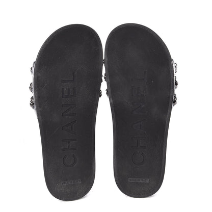 Chanel Lambskin Chain Flat Sandals 37 Dark Blue 7 of 11