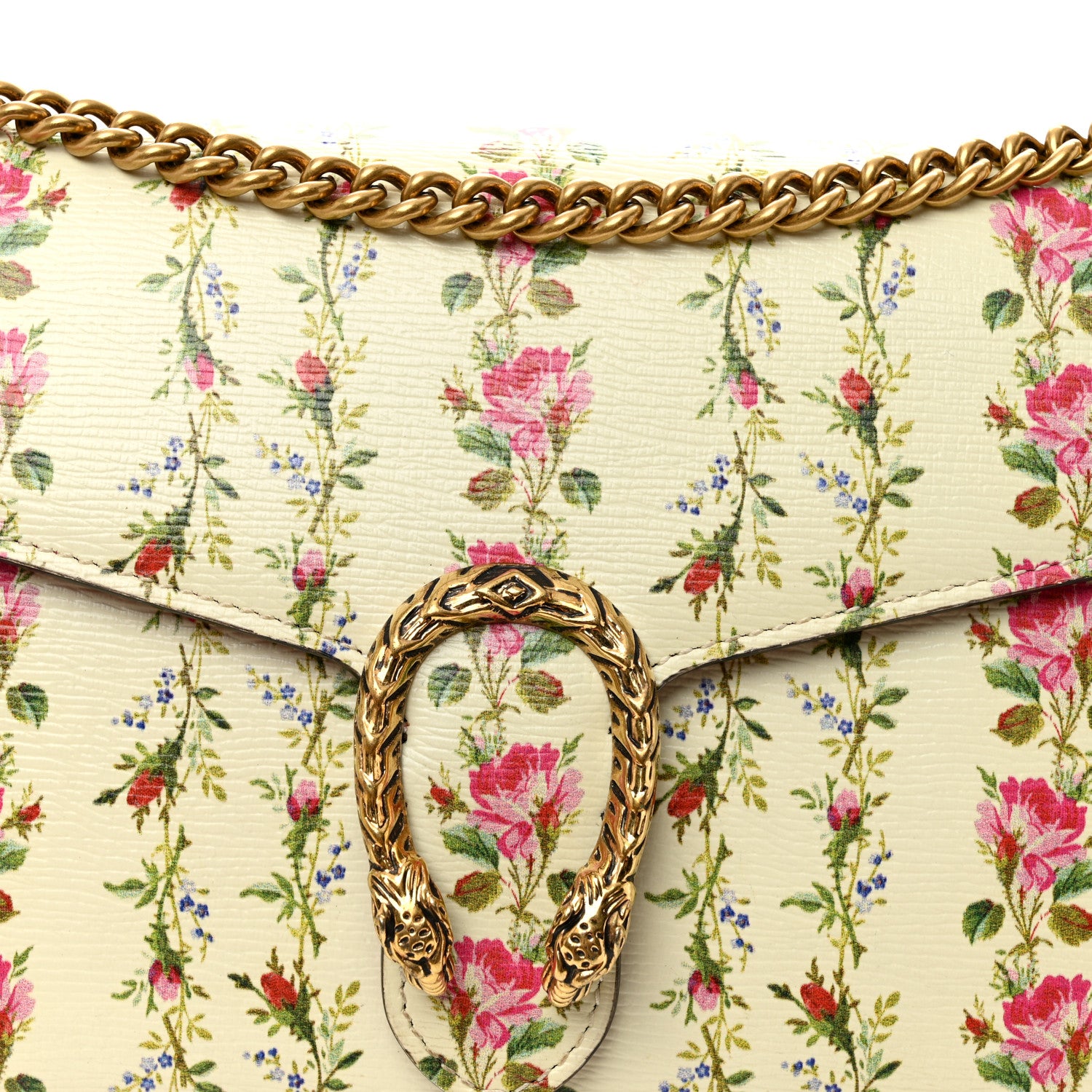 Gucci Calfskin Floral Print Mini Dionysus Chain Wallet Ivory Pink 8 of 10