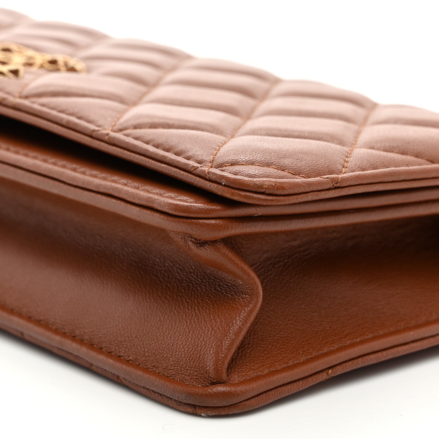 Chanel Lambskin Quilted Clutch With Chain Brown 11 of 12