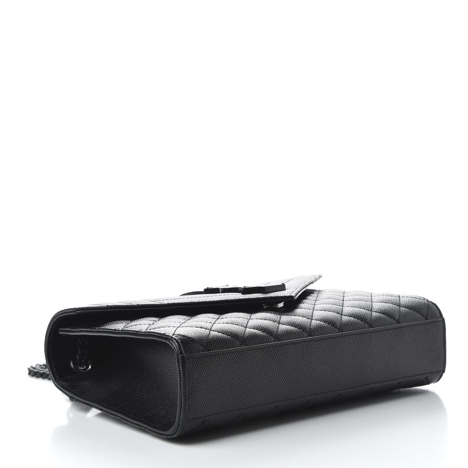 Saint Laurent Grain De Poudre Textured Mixed Matelasse Triquilt Medium Monogram Satchel Black 4 of 10