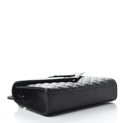 Saint Laurent Grain De Poudre Textured Mixed Matelasse Triquilt Medium Monogram Satchel Black 4 of 10