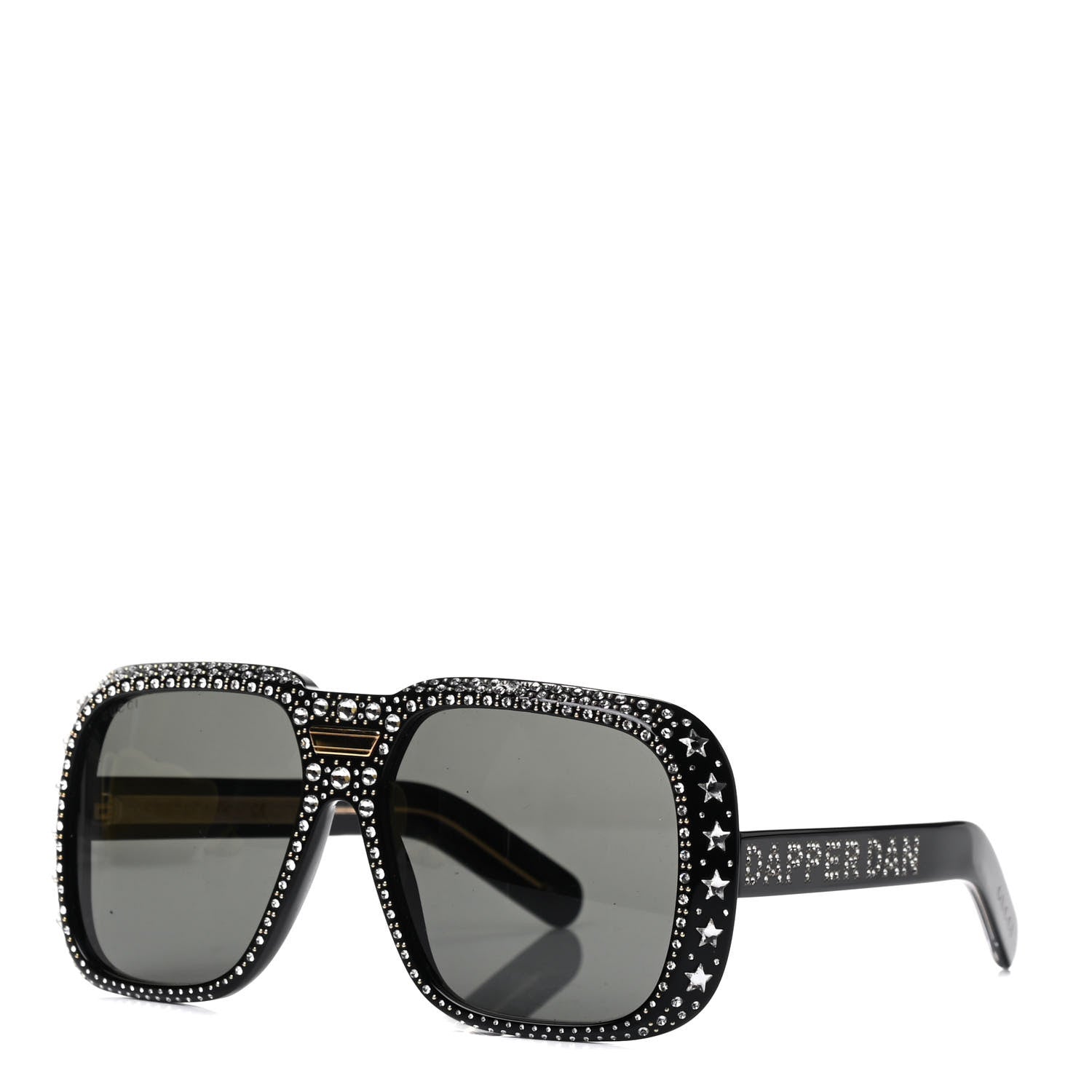Gucci X DAPPER DAN Acetate Crystal Sunglasses GG0427S Black 1 of 6