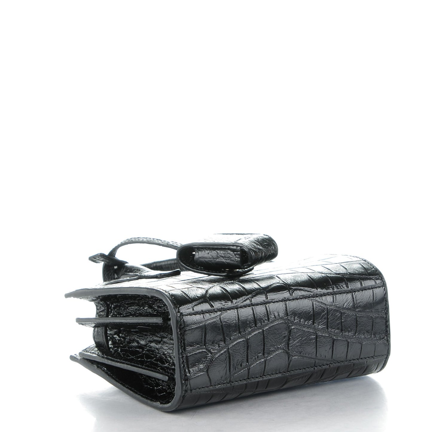 Calfskin Crocodile Embossed Toy Sac De Jour Black