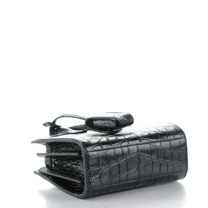 Saint Laurent Calfskin Crocodile Embossed Toy Sac De Jour Black 4 of 7