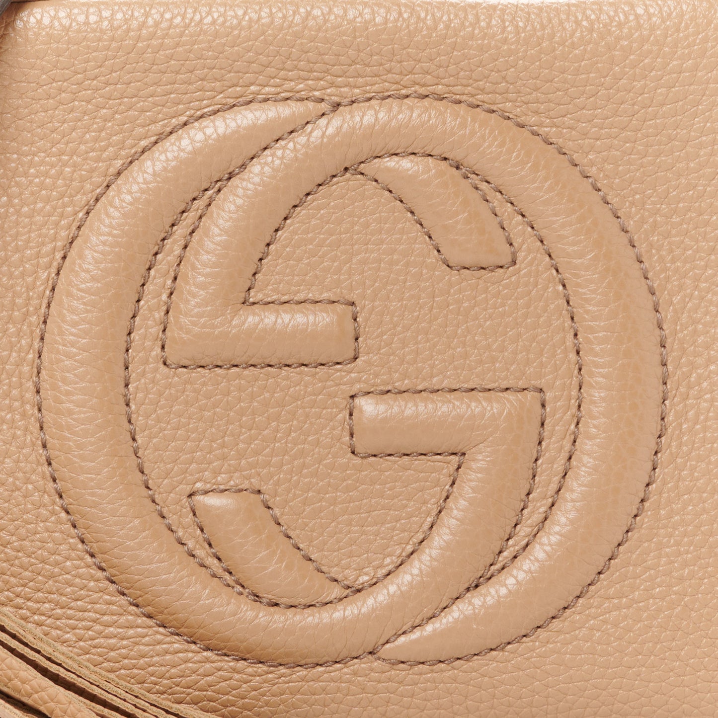 Pebbled Calfskin Small Soho Disco Bag Camelia