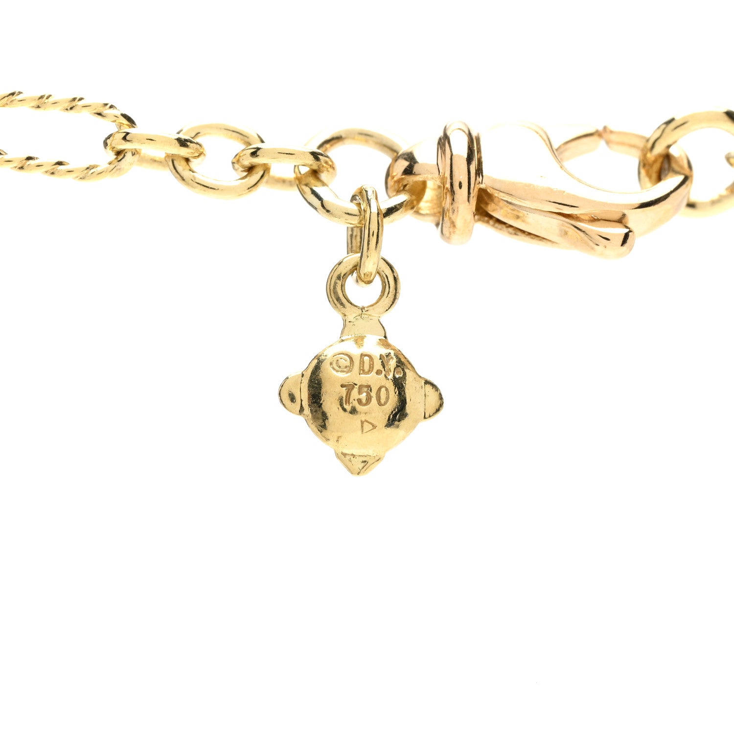David Yurman 18K Yellow Gold Smoky Quartz Ruby Tassel Pendant Necklace 4 of 5