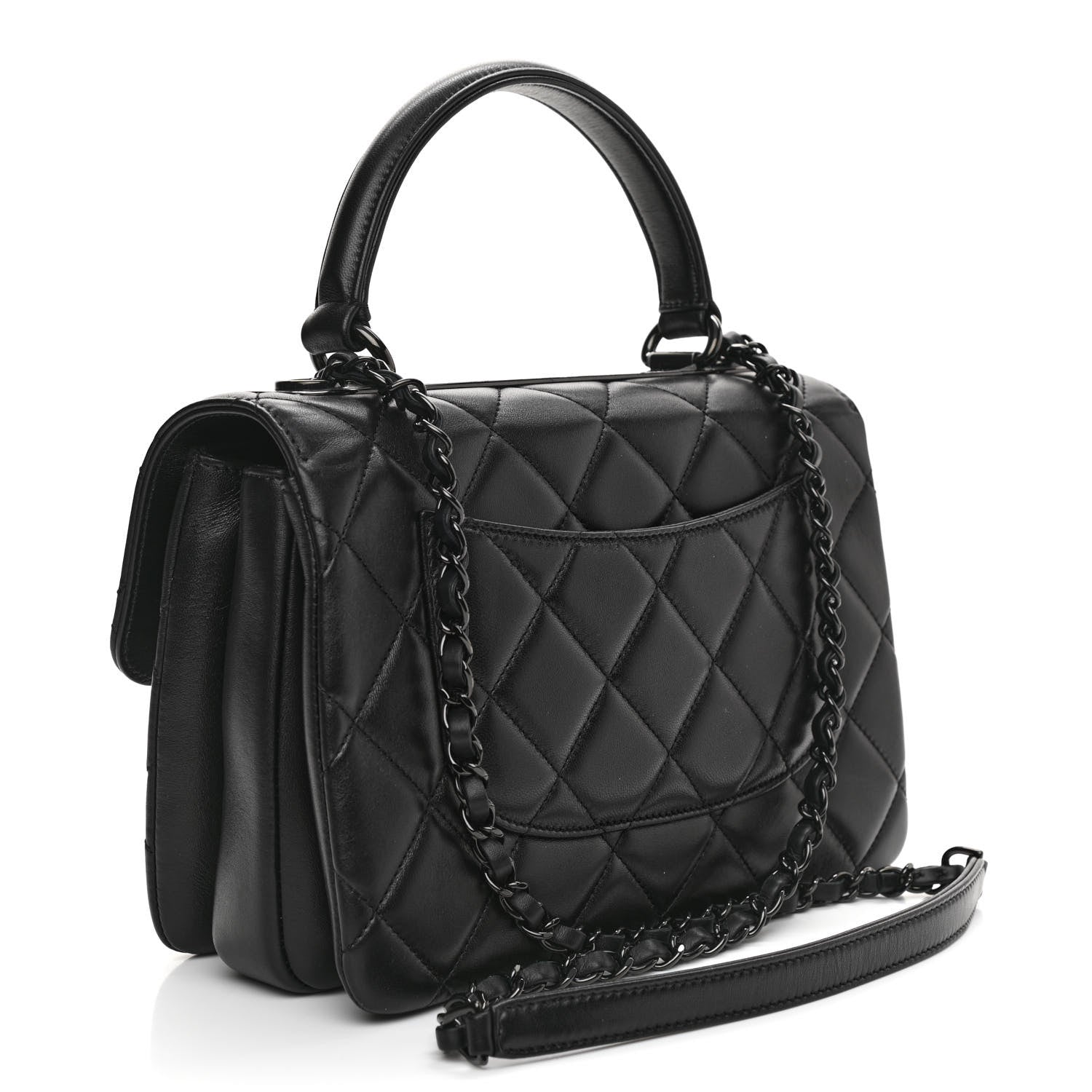 Chanel Lambskin Quilted Small Trendy CC Dual Handle Flap Bag So Black 2 of 8