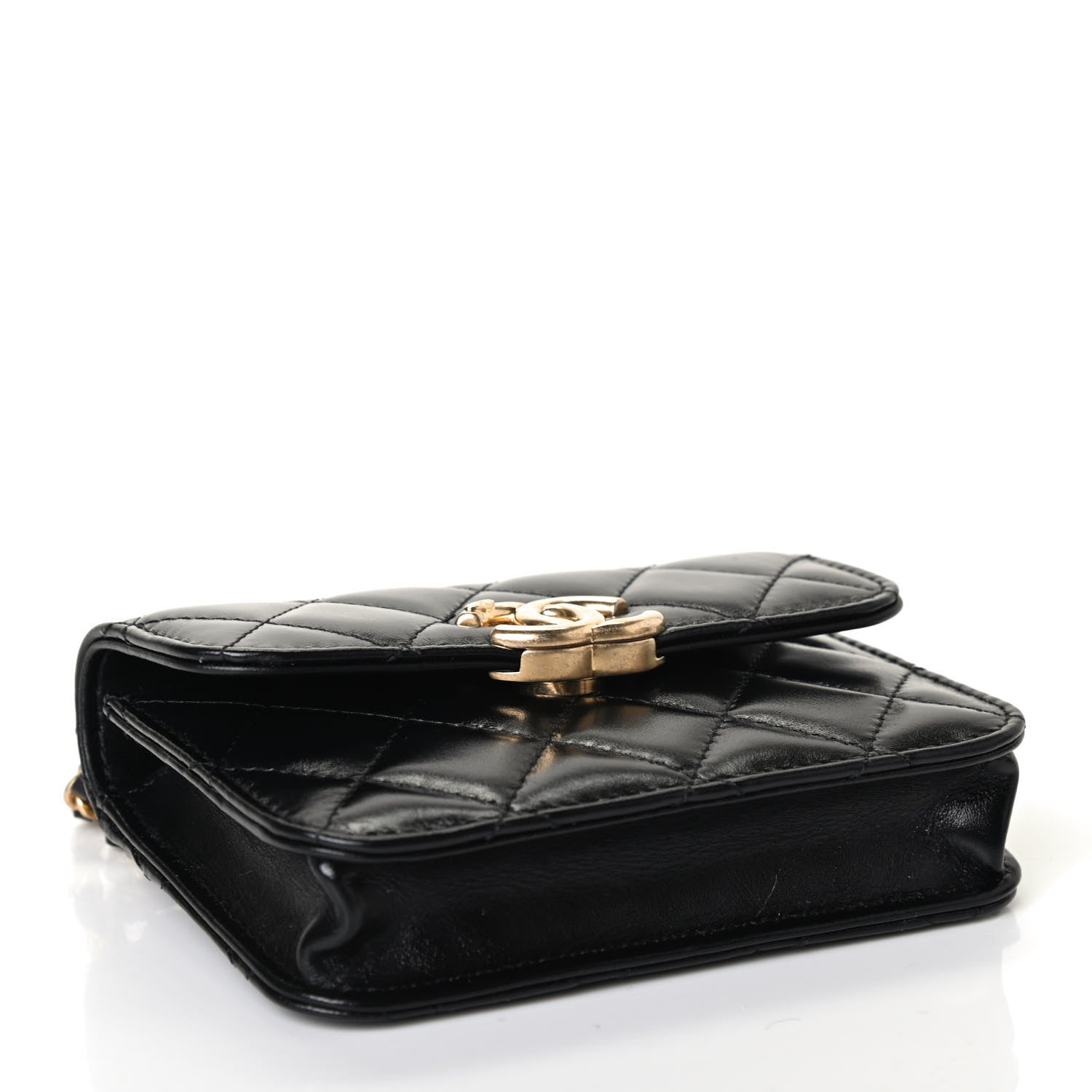 Chanel Calfskin Quilted Perfect Fit Coin Purse With Chain Black 3 of 4