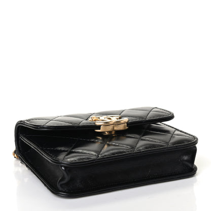 Chanel Calfskin Quilted Perfect Fit Coin Purse With Chain Black 3 of 4