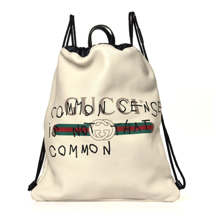 Gucci Calfskin Coco Capitan Logo Drawstring Backpack Mystic White 1 of 6