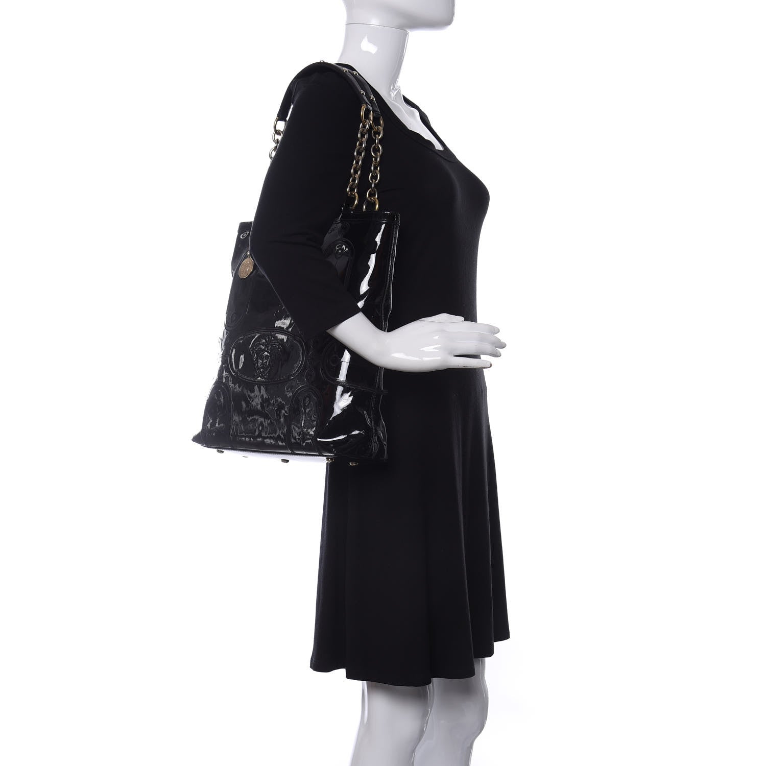 Versace Patent Medusa Tote Black 2 of 9
