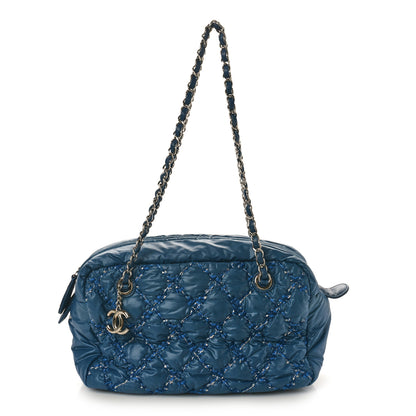 Chanel Nylon Quilted Tweed Stitch Bubble Camera Case Blue 1 of 13