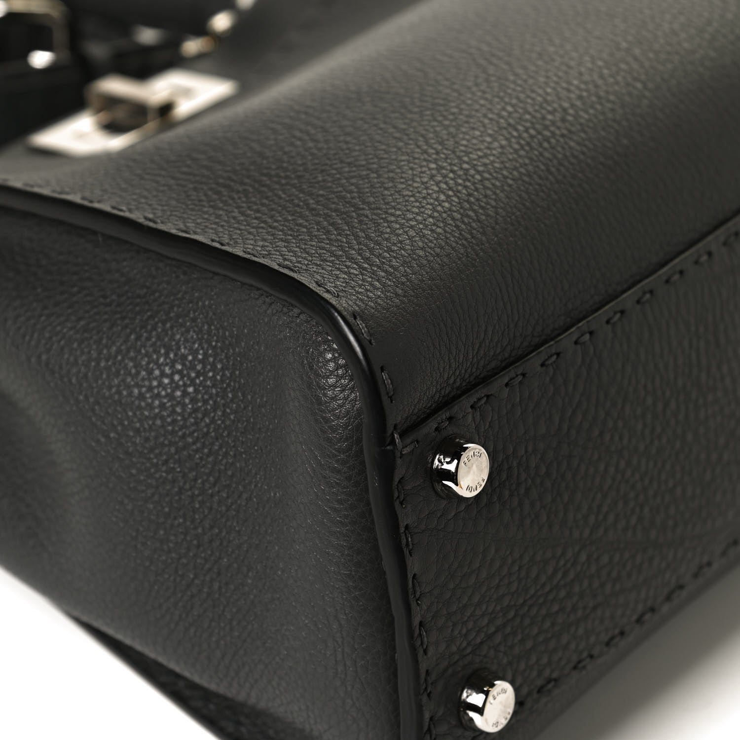Fendi Cuoio Romano Selleria Bi-Color Medium Peekaboo Iconic Satchel Asfalto Latte 12 of 13