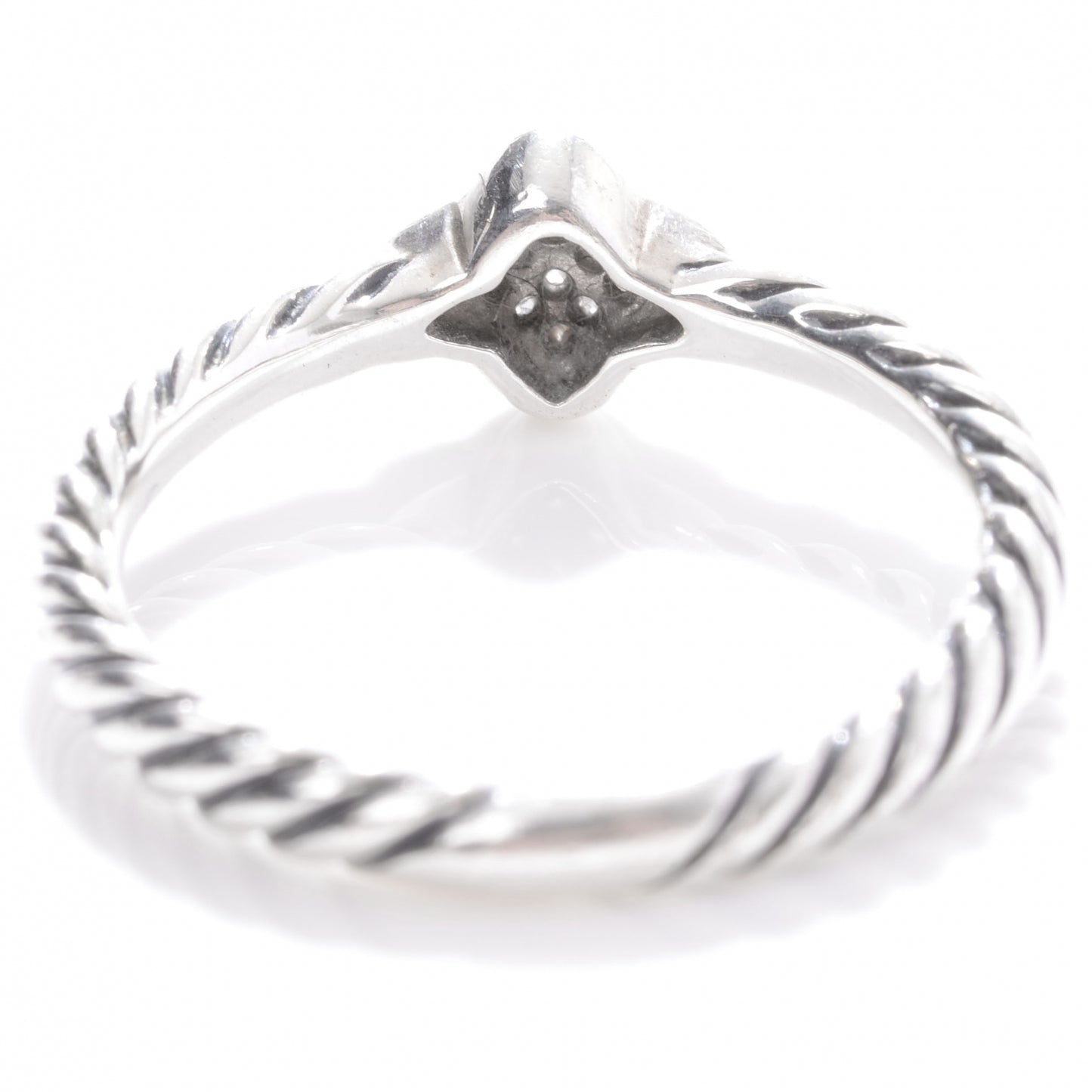 Sterling Silver Pave Diamond Quatrefoil Ring 5