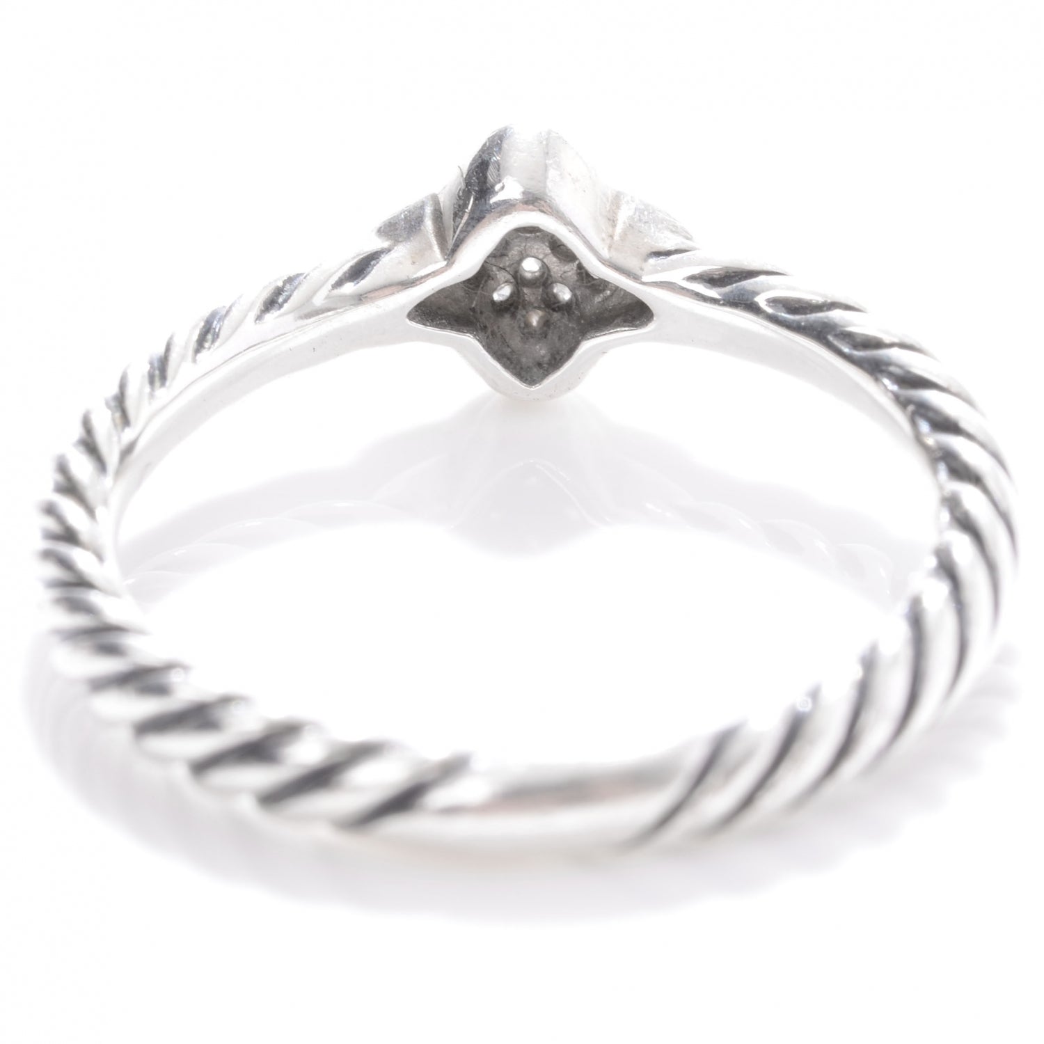 David Yurman Sterling Silver Pave Diamond Quatrefoil Ring 5 4 of 4